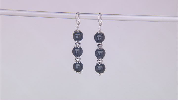 Charcoal Jadeite Rhodium Over Sterling Silver Earring 10mm Video Thumbnail