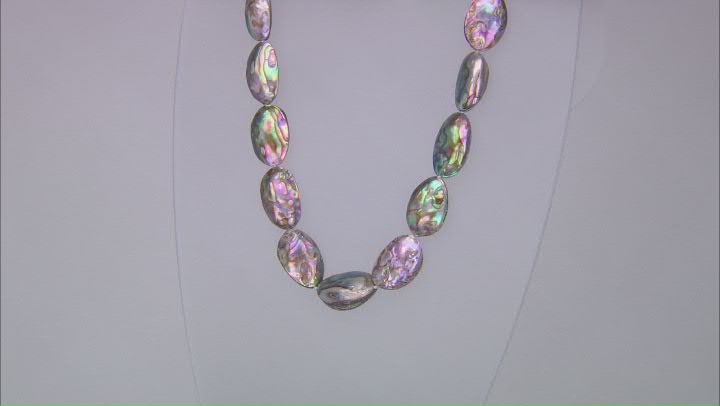 Abalone Shell Doublet Rhodium Over Sterling Silver Necklace 20x13mm Video Thumbnail