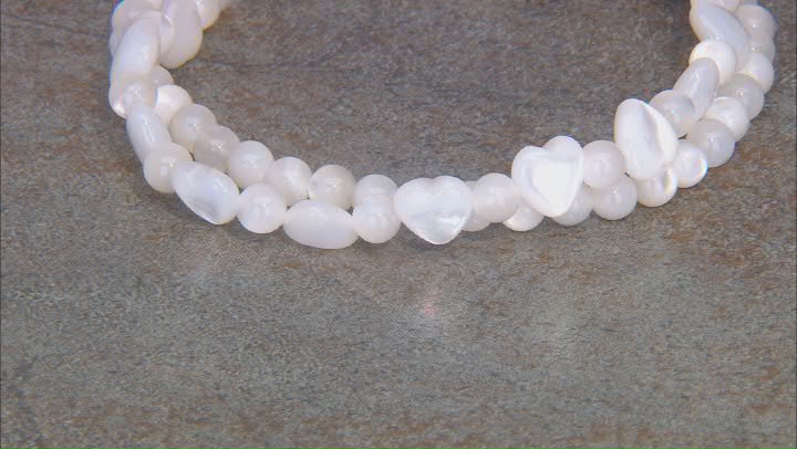 5mm & 8mm Mother-of-Pearl Set of 2 Beaded Stretch Bracelets Video Thumbnail