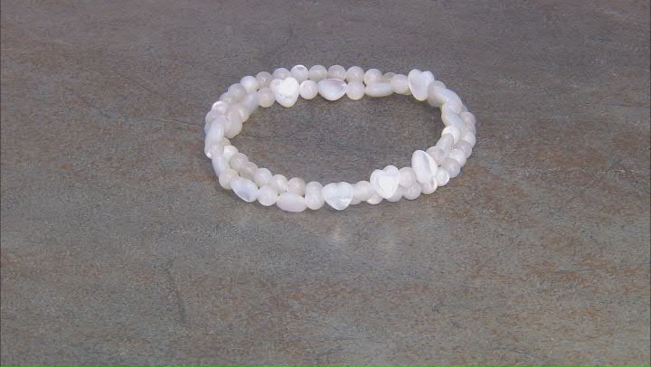 5mm & 8mm Mother-of-Pearl Set of 2 Beaded Stretch Bracelets Video Thumbnail