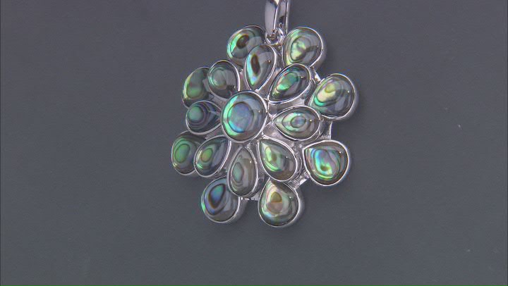 Abalone Shell Rhodium Over Sterling Silver Flower Enhancer W/Chain Video Thumbnail