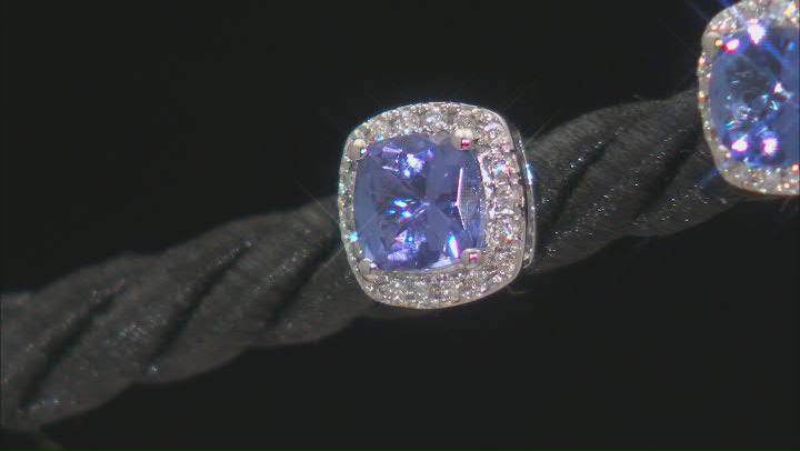 Blue Tanzanite With Diamond Platinum Earrings 1.64ctw Video Thumbnail