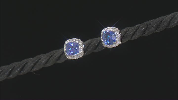 Blue Tanzanite With Diamond Platinum Earrings 1.64ctw Video Thumbnail