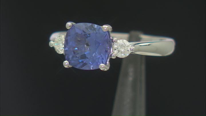 Blue Tanzanite With White Diamond Platinum Ring 2.20ctw Video Thumbnail