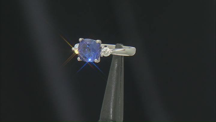 Blue Tanzanite With White Diamond Platinum Ring 2.20ctw Video Thumbnail