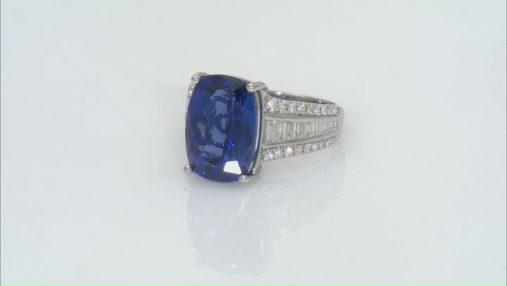 Blue Tanzanite With White Diamond Platinum Ring 8.52ctw Video Thumbnail