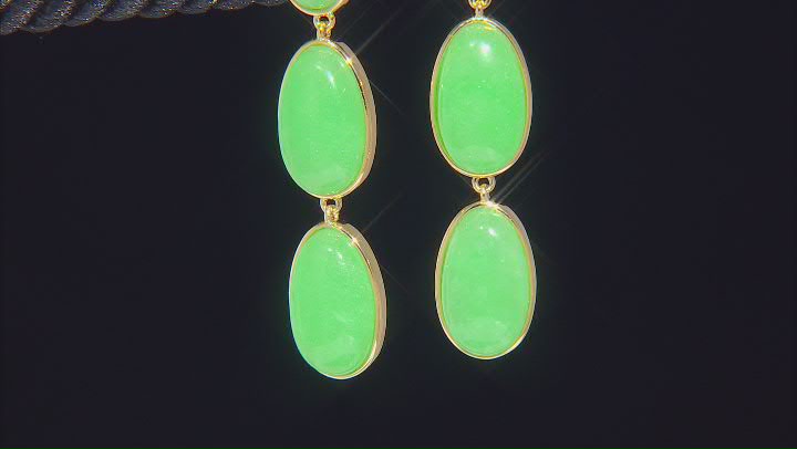 Green Jadeite 18k Yellow Gold Over Sterling Silver Earrings Video Thumbnail