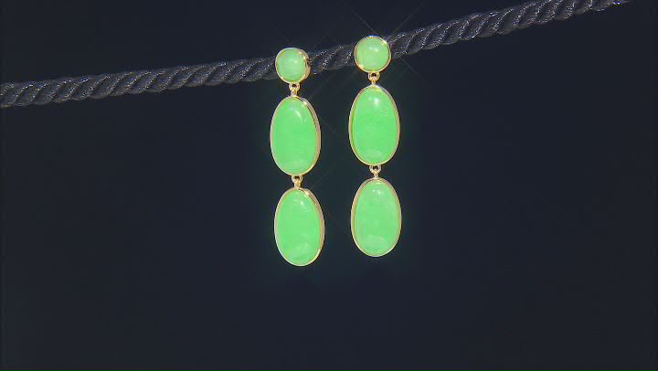 Green Jadeite 18k Yellow Gold Over Sterling Silver Earrings Video Thumbnail