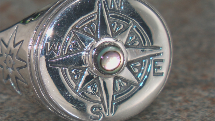 Abalone Shell Rhodium Over Silver Mens Compass Ring Video Thumbnail