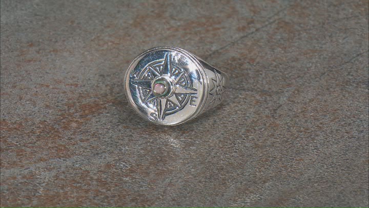 Abalone Shell Rhodium Over Silver Mens Compass Ring Video Thumbnail