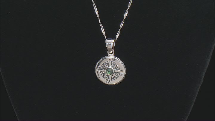 Multi Color Abalone Shell Rhodium Over Silver Mens Compass Enhancer With 18" Chain Video Thumbnail