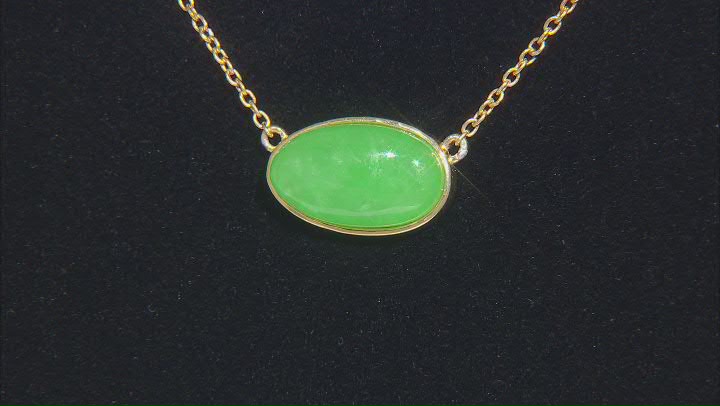 Jadeite 18k Yellow Gold Over Silver Station Necklace Video Thumbnail