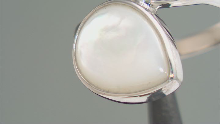 White Mother-of-Pearl & Marcasite Rhodium Over Silver Bypass Ring Video Thumbnail