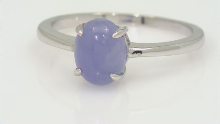Lavender Jadeite Rhodium Over Silver Solitaire Ring 9x7mm Video Thumbnail