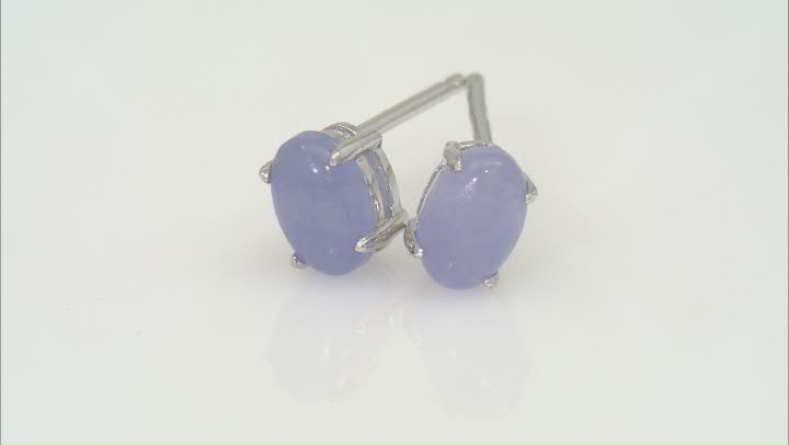 Lavender Jadeite Rhodium Over Silver Stud Earrings 6x4mm Video Thumbnail