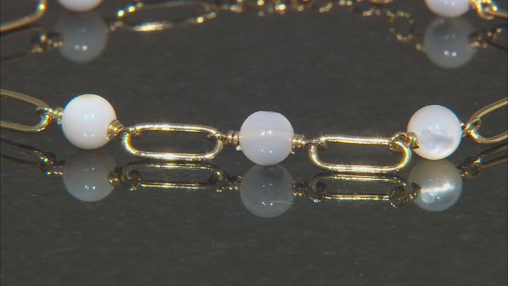 White Mother-of-Pearl 18k Yellow Gold Over Silver Paperclip Bracelet Video Thumbnail