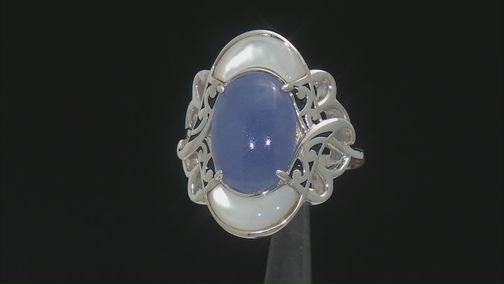 Purple Jadeite and Mother-of-Pearl Sterling Silver Ring Video Thumbnail