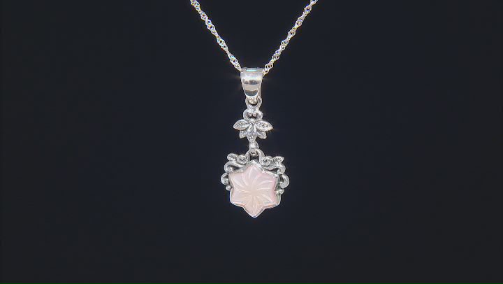 Carved Pink Mother-Of-Pearl Sterling Silver Enhancer With Chain Video Thumbnail