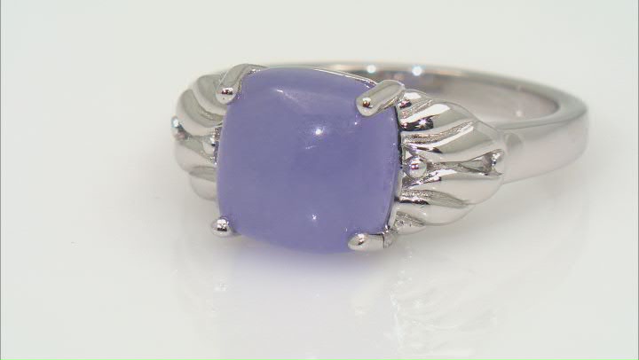 Purple Jadeite Rhodium Over Sterling Silver Ring Video Thumbnail