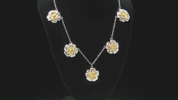 Two-Tone Floral Charm Necklace Video Thumbnail