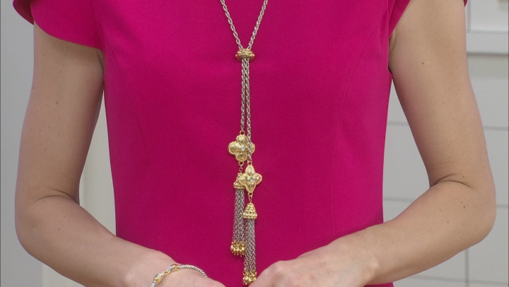 White Crystal Two Tone Bolo Necklace Video Thumbnail