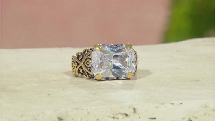 White Cubic Zirconia 14k Gold & Rhodium Over Brass Two-Tone Ring Video Thumbnail