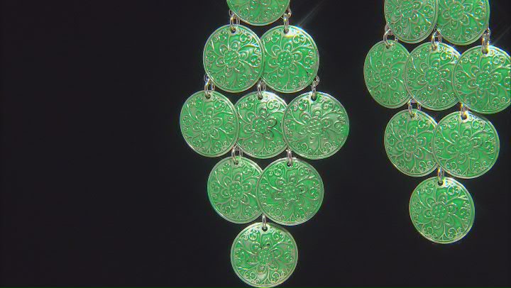 Green And Silver Tone Chandelier Earrings Video Thumbnail