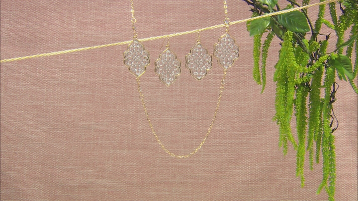White Crystal Two-Tone Necklace And Earrings Set Video Thumbnail