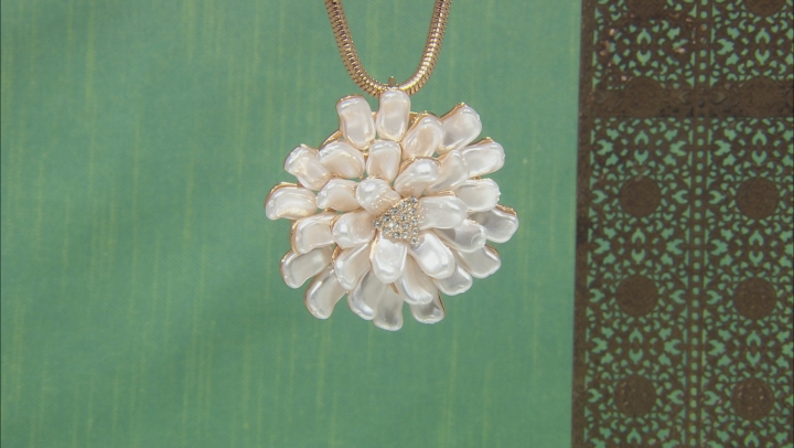 White Freshwater Pearl Simulant Gold Tone Starburst Necklace
