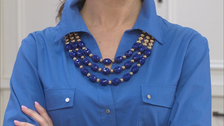 Blue Bead Gold Tone Nautical Necklace Video Thumbnail