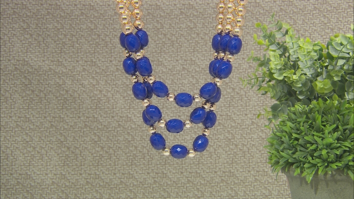 Blue Bead Gold Tone Nautical Necklace Video Thumbnail