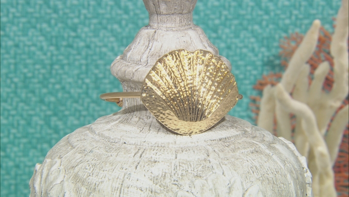 Hammered Gold Tone Seashell Cuff Bracelet Video Thumbnail