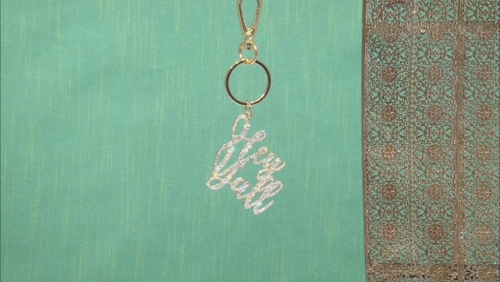 White Crystal "Hey Y'all" Gold Tone Key Chain Video Thumbnail