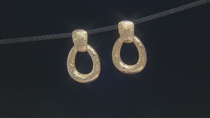 Gold Tone Textured Dangle Earrings Video Thumbnail