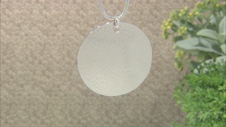 Silver Tone Hammered Medallion Pendant With 35" Chain Video Thumbnail