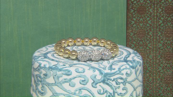 Gold Tone White Crystal Bracelet and Necklace Set