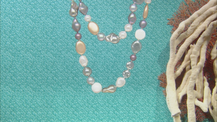 Multi Color Double Strand Pearl Simulant Necklace Video Thumbnail