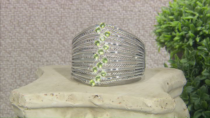 Green Peridot Silver Tone Cuff Bracelet 8.40ctw Video Thumbnail