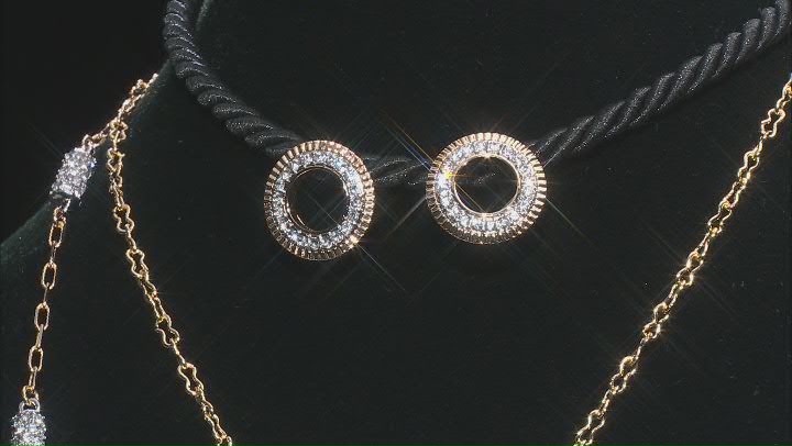 White Crystal, Two Tone Convertible Necklace and Earrings Set Video Thumbnail