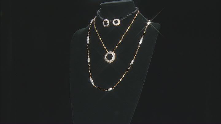 White Crystal, Two Tone Convertible Necklace and Earrings Set Video Thumbnail