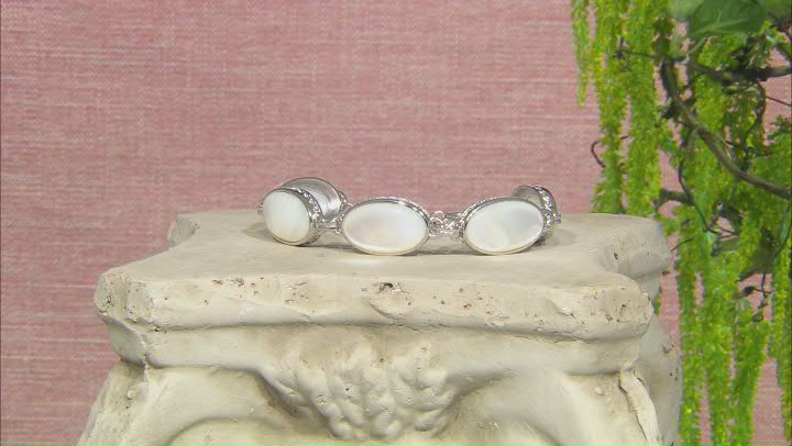 Mother Of Pearl Silver Tone Station Bracelet Video Thumbnail