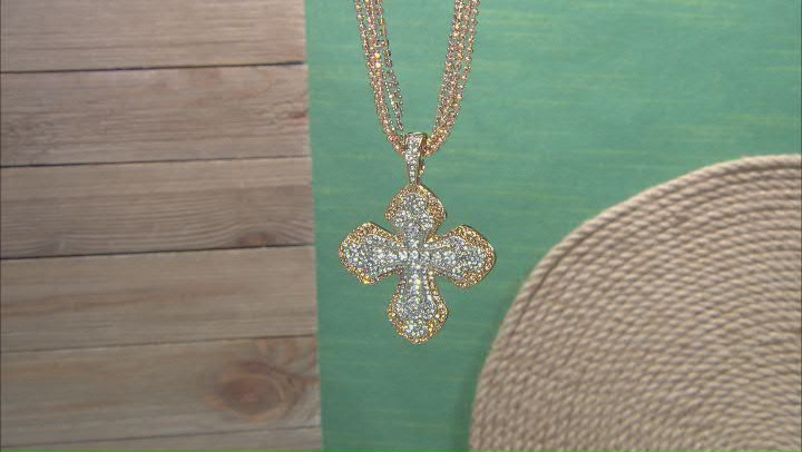 White Crystal Two -Tone Cross Multi-Strand Enhancer with Chain Video Thumbnail
