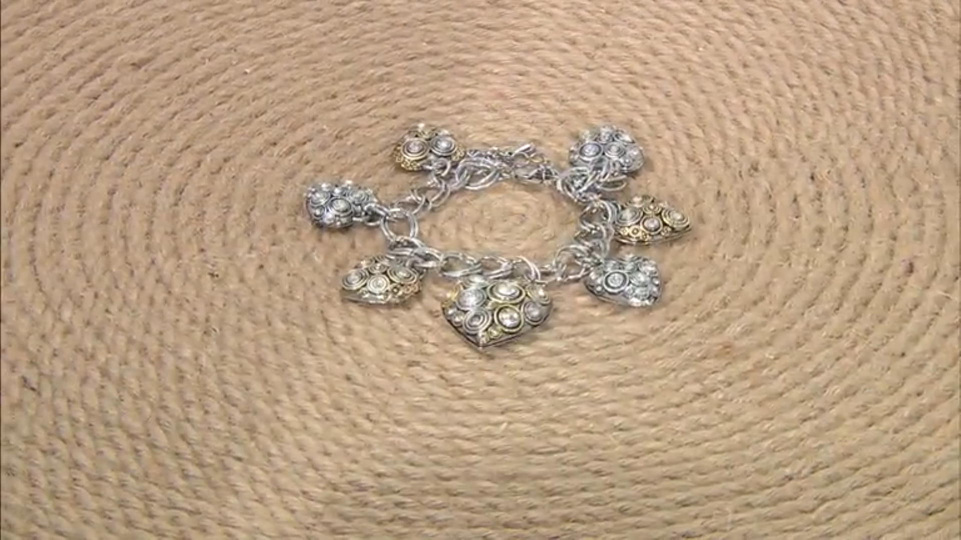 White Crystal Two-Toned Heart Shape Charm Bracelet Video Thumbnail