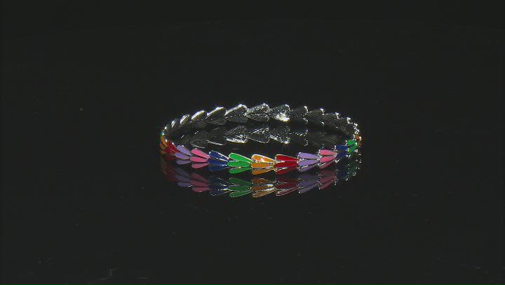 Multi Color Enamel Silver Tone Set of 3 Bangles Video Thumbnail