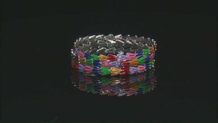 Multi Color Enamel Silver Tone Set of 3 Bangles Video Thumbnail