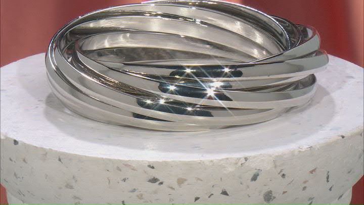 Silver Tone Rolling Bangle Bracelet Set Video Thumbnail