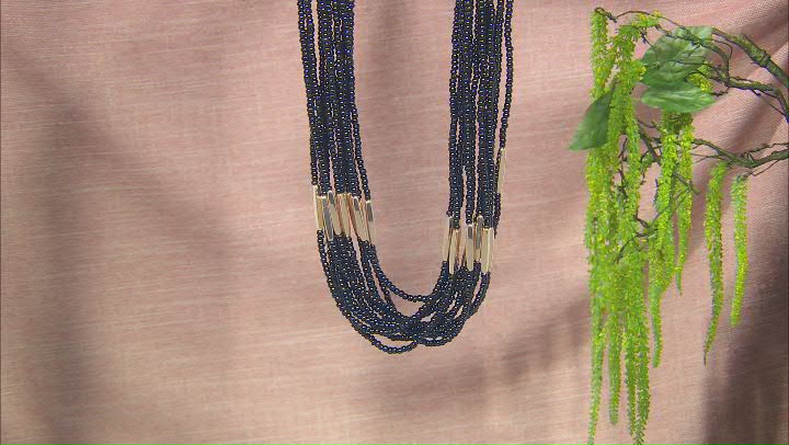 Black Seed Bead Gold Tone Layered Necklace Video Thumbnail
