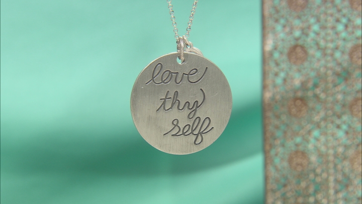 Silver Tone "Love Thy Self" Pendant With Chain Video Thumbnail
