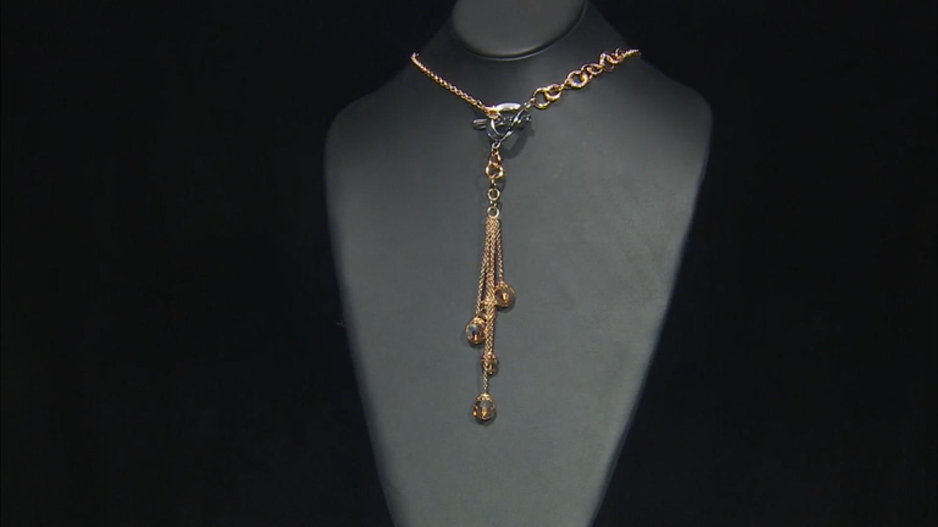 Champagne Color Crystal Gold Tone Toggle Necklace Video Thumbnail
