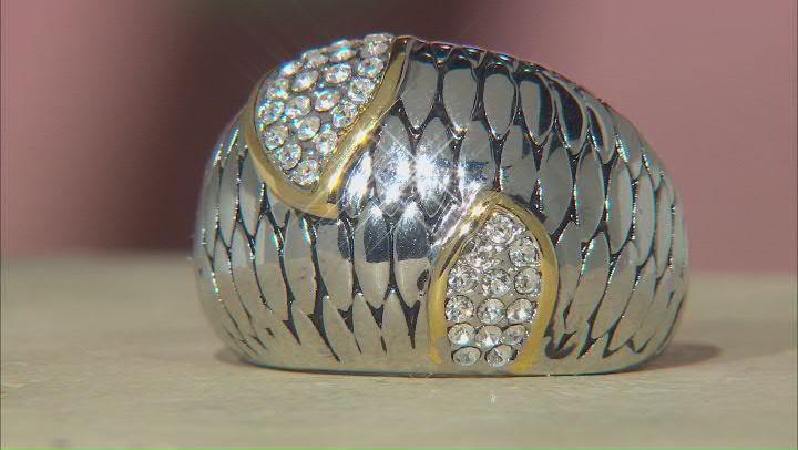 White Crystal Two-Tone Dome Ring Video Thumbnail
